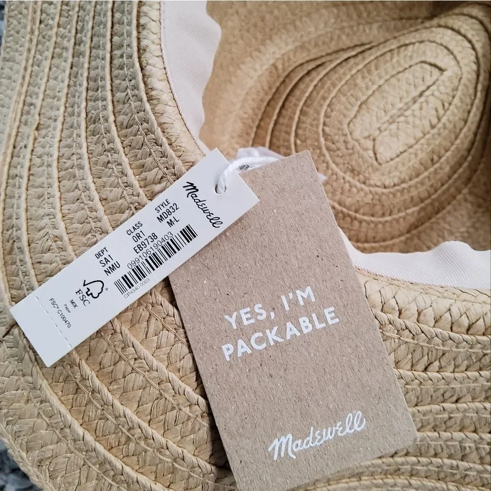 Madewell Packable Braided Straw Hat Size M/L